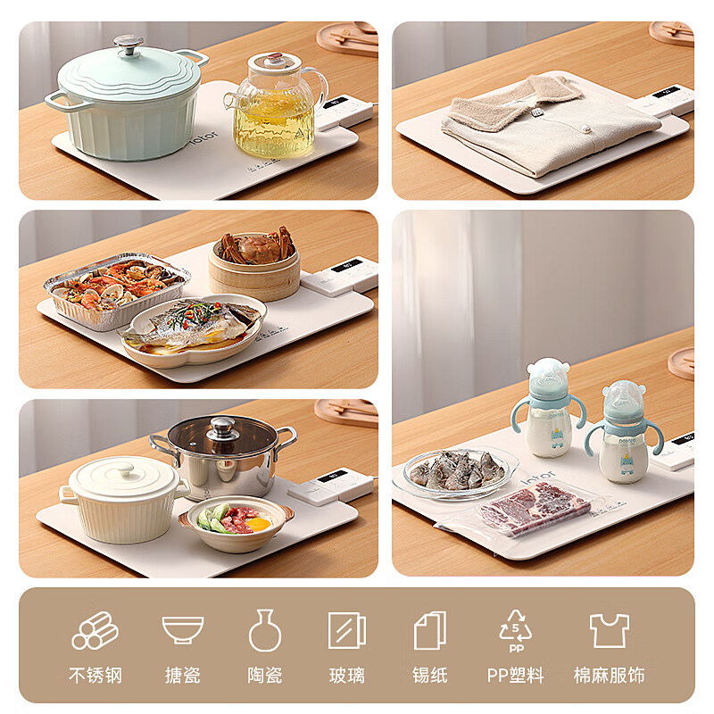 LOTOR Warm Chopping Board, Home Folding Hot Chopping Board, Insulation, Multifunctional Fermentation and Thawing, Dining Table Heating Mat, Square Constant Temperature Electric Heating Food Tool, Don’t Choose Tableware, Small White Roll, Extended Style, Uniform Heating/8-level Temperature Adjustment, 65*38cm