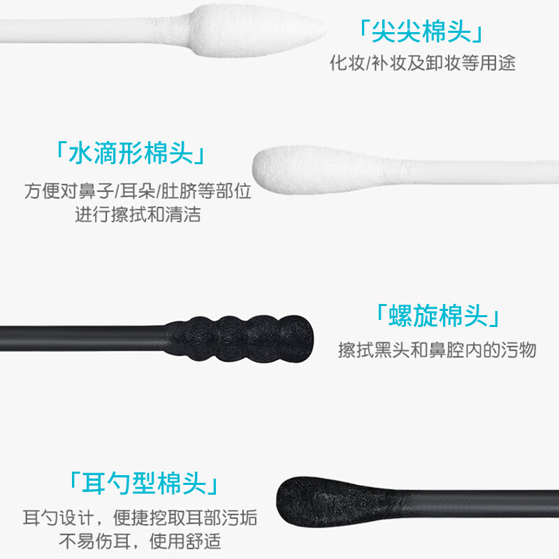 Yunlei cotton swabs, double-ended, disposable, round-headed, clean, make-up, ear removal, disinfection, adult ear spoons, 300 pieces