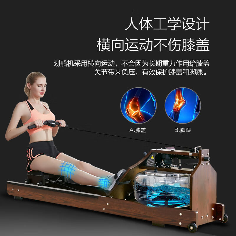 British ontology commercial household smart water resistance rowing machine gym solid wood rowing machine B color