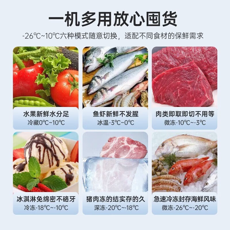 Haier produces single-temperature freezer for home use without frequent defrosting, refrigerator, freezer, rental small refrigerator, 100 liters, best-selling丨approximately 140 kilograms丨wheeled food basket leader