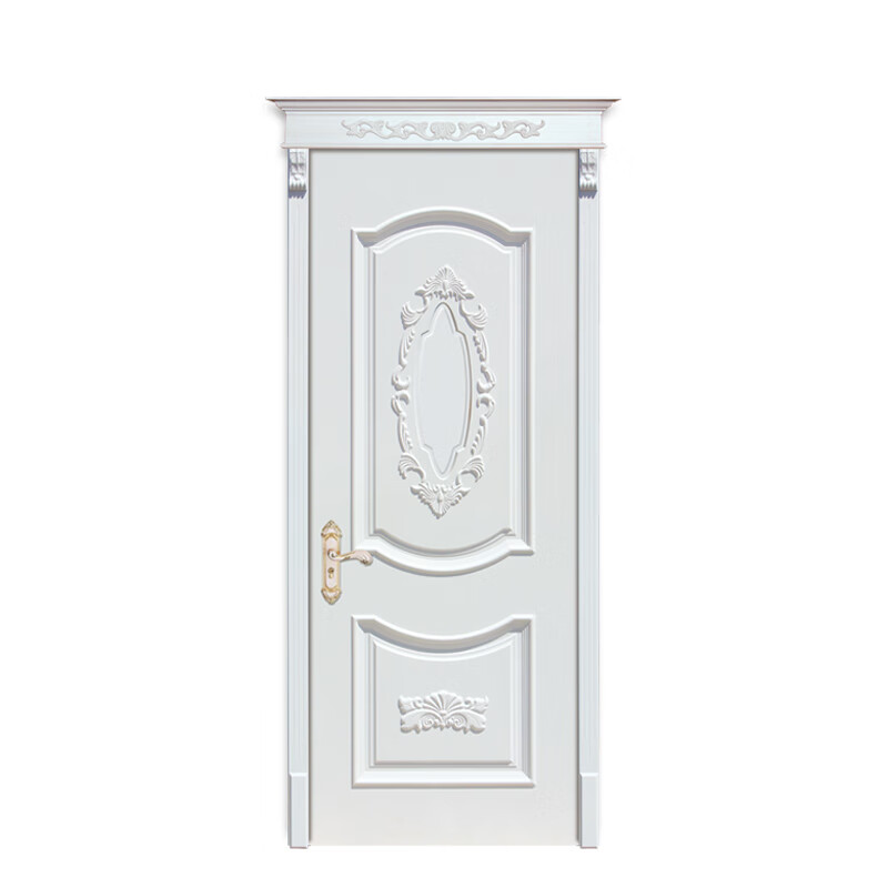 Interior door French wooden door European style pressed line carving set bedroom door bathroom silent solid wood carbon crystal composite door single side with door head
