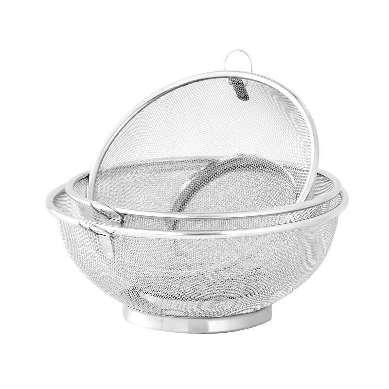 Xingyue 304 stainless steel dense mesh basket, fine mesh vegetable washing basket, rice drain basin filter, frying basket, fruit drain basket, 22CM round mesh basket