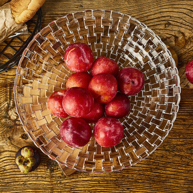 Green apple New Year gift crystal glass Loth series glass thickened fruit plate large size 32cm 12.5 inches