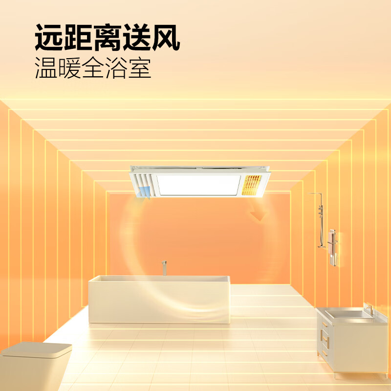 Bull (BULL) air heating bathroom heater lighting exhaust integrated 300x600 multi-functional bathroom toilet heater official package installation Y25A/4-in-1 2500W household ceiling all-in-one machine 2450W+ high-efficiency fast heating