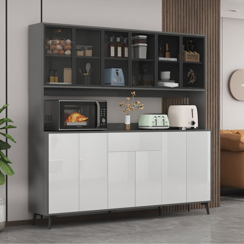 Pinmusi 2026 new solid wood sideboard living room storage cabinet tea cabinet multi-functional storage wine cabinet cabinet white 80 long thickened back panel free installation