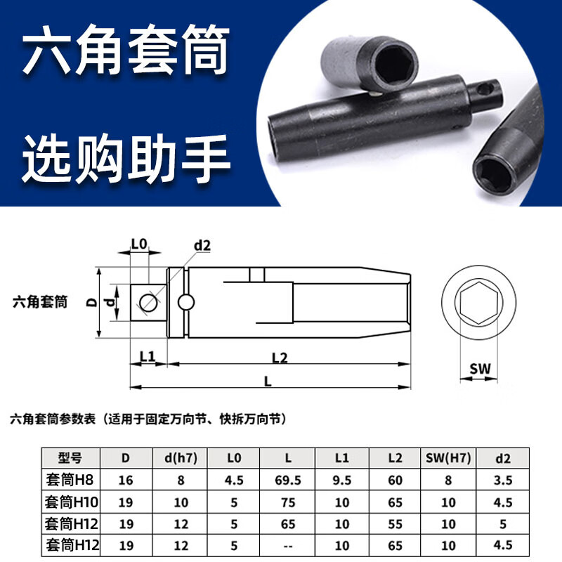 Customized inner hexagonal keyway quick-folding retractable universal joint cross coupling tapping tapping machine multi-axis quick-change hexagonal H12.7-hexagonal sleeve H10
