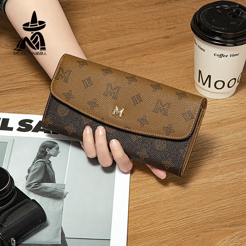 Scarecrow long wallet mobile phone bag dual-purpose women's card holder two-in-one wallet women's wallet holding mobile phone Valentine's Day gift 34947-6F Brown