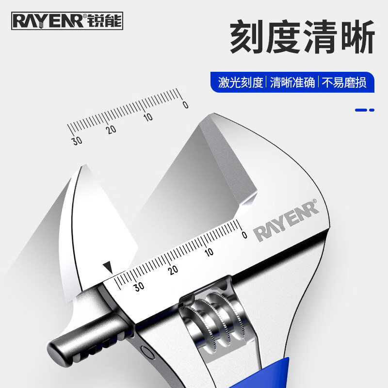 Ruineng plastic-coated adjustable wrench, universal live-mouth large open-end wrench, industrial-grade multi-functional 12-inch dual-purpose adjustable wrench