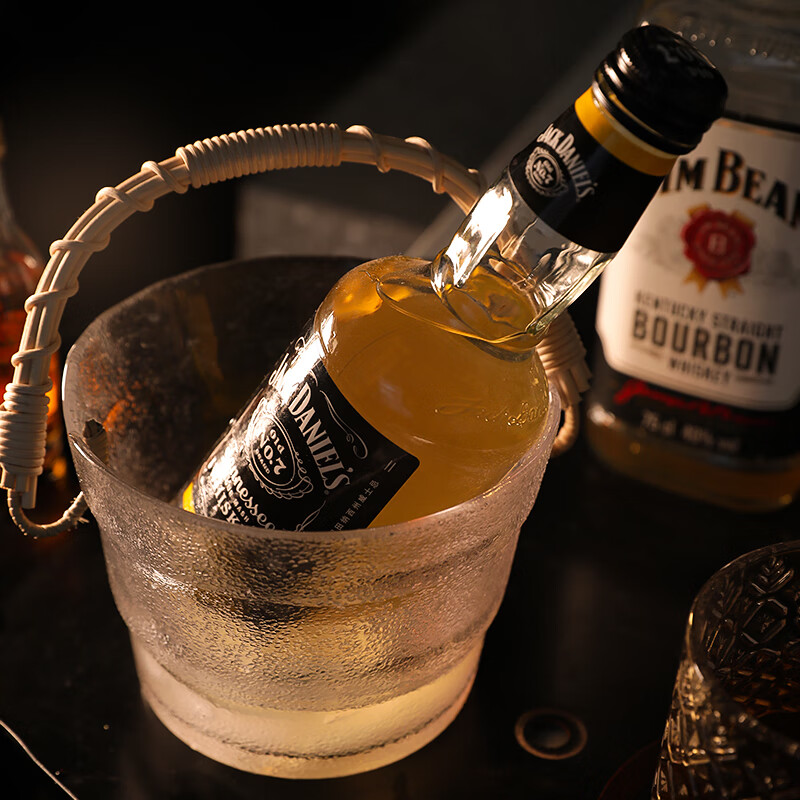 Small ice bucket, good-looking, cold-resistant ice storage bucket, portable glass fruit bucket, commercial iced beverage beer bucket, short ice bucket