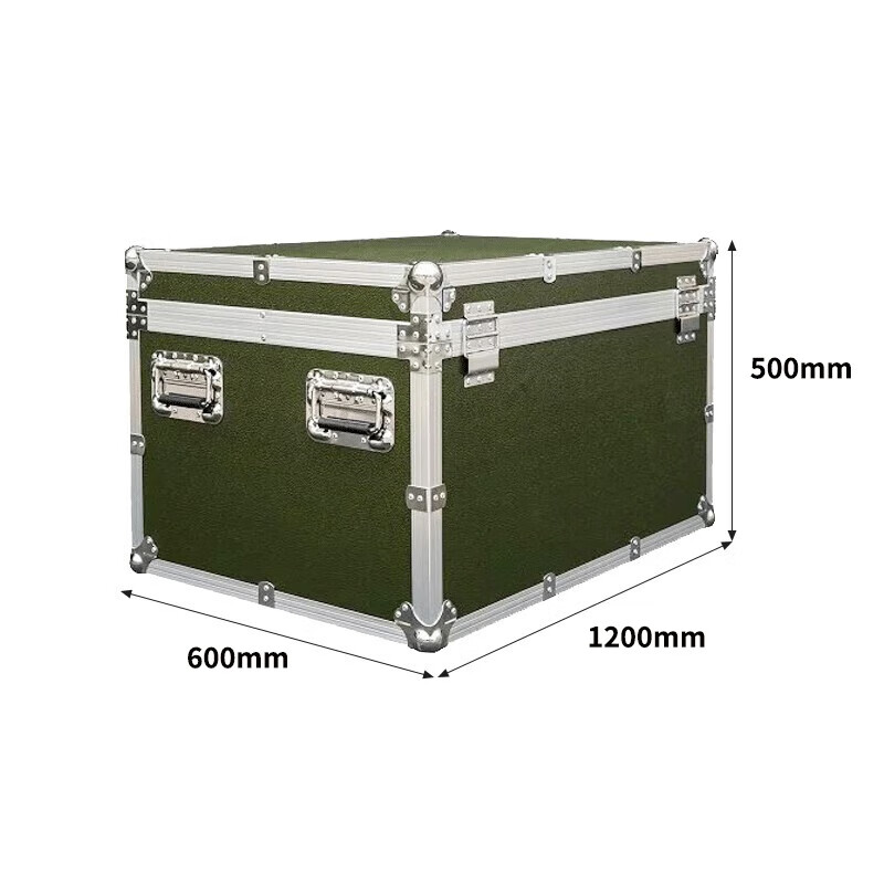 Jingsheng Fengbo military green aluminum alloy material box aviation instrument equipment box material storage box tool equipment storage box transport turnover box can be customized 1200*600*500mm