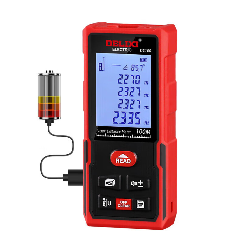 Delixi electrical distance meter rechargeable voice version electronic distance meter measuring instrument household electronic ruler room meter red light 100 meters