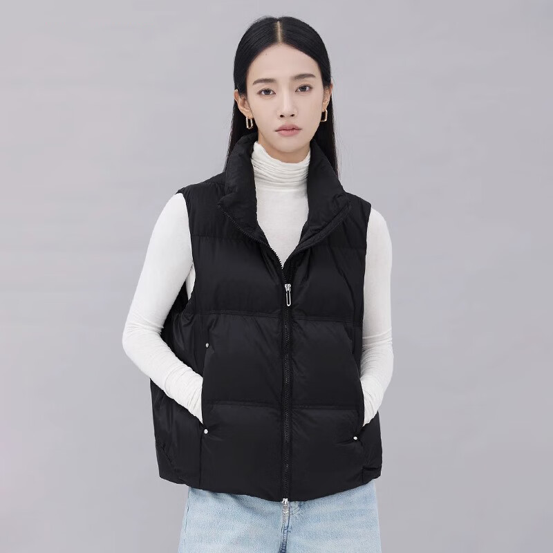 YAYA (YAYA) Off-season Down Vest Women's Winter New Stand Collar Short Simple Loose Versatile Cocoon Top YZ Green 155/80A(S)