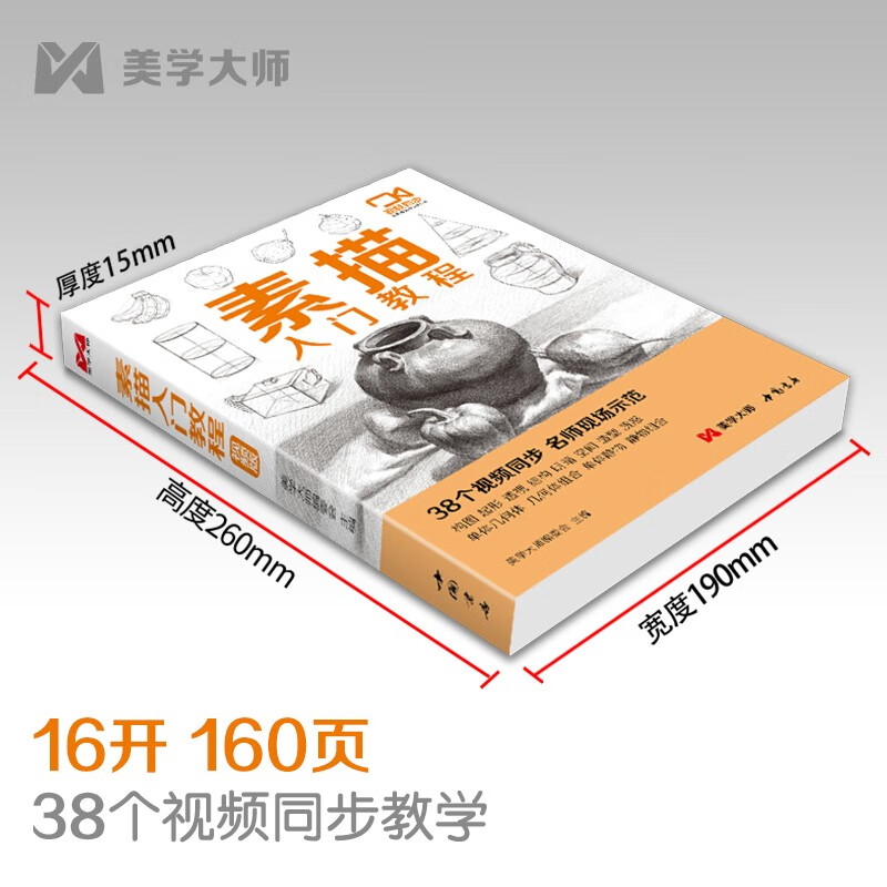 Video synchronized teaching <Introduction to Sketching Tutorial> Zero-based self-study textbook, pencil hand-drawing album, single monolithic plaster geometric structure, monolithic still life combination copy art template