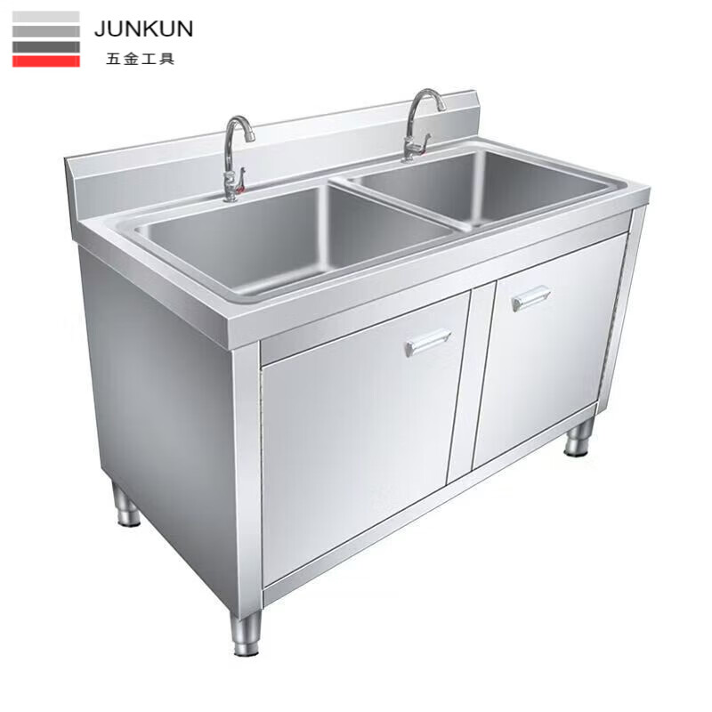 NAOISKEY Naoski sink workbench sink cabinet, vegetable sink integrated cabinet, stainless steel outdoor sink, commercial kitchen wash basin cabinet (80*50*80) CM left platform right sink thickened version