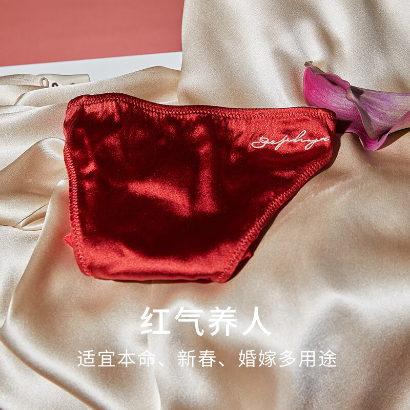 Jinsanta Red Underwear Women's Silk No Wire Bra Panties Set Red Zodiac Year Wedding Gift Box Caramel Red 2963 XL