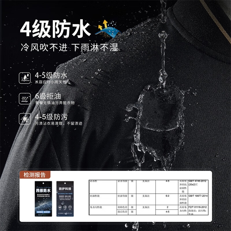 Dances with Wolves Gold Label Goose Down & Graphene Baseball Collar Warm Waterproof Down Jacket Men 001 Black L