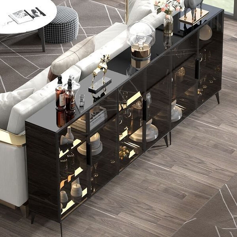 Shanghuashi sideboard integrated wall-mounted light luxury wine cabinet modern minimalist kitchen tea cabinet living room multifunctional slate sideboard ordinary style 100+ lights