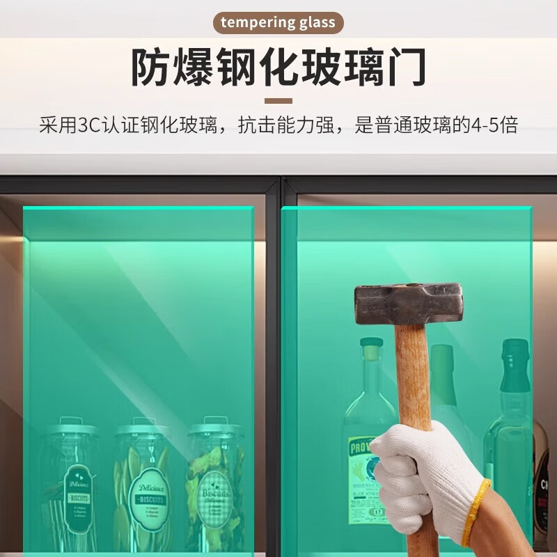 Guanfu sideboard high cabinet against the wall integrated modern simple light luxury guest restaurant home multi-functional wine cabinet storage storage cabinet Khaki color - style 1 40*40*220cm