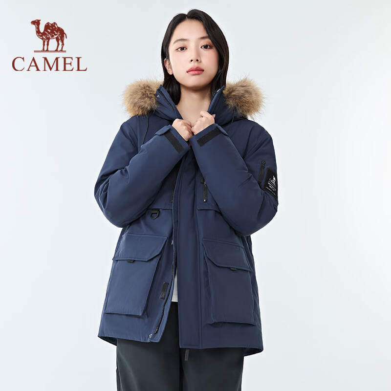 Camel Women's 1930 Parker Down Jacket Warm and Thickened Mid-Length Fashionable Couple Jacket