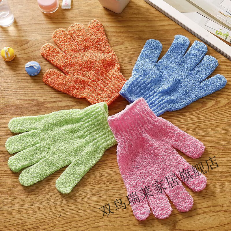 Vinoa bathing artifact five-finger bathing gloves bathing towel exfoliating bathing gloves rubbing mud and back scrub strong cyan 1 piece (thick model)
