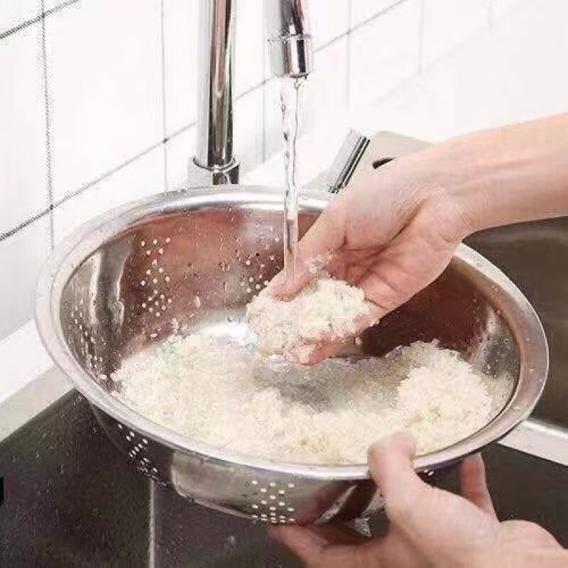 Lan Shengjia food-grade stainless steel drain basin leaky basin kitchen thickened washbasin rice sieve fruit basket rice washing stove set 15cm-1 kitchen cannot drain