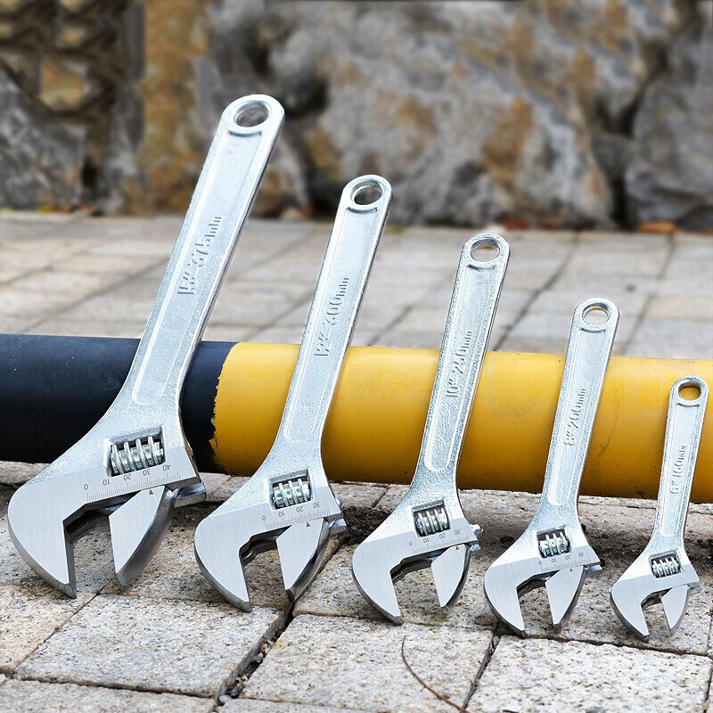 Complete range of adjustable wrench tools, adjustable wrench, multi-functional large open pipe wrench, hardware, small wrench, adjustable wrench plate, light handle classic adjustable wrench 15 inches