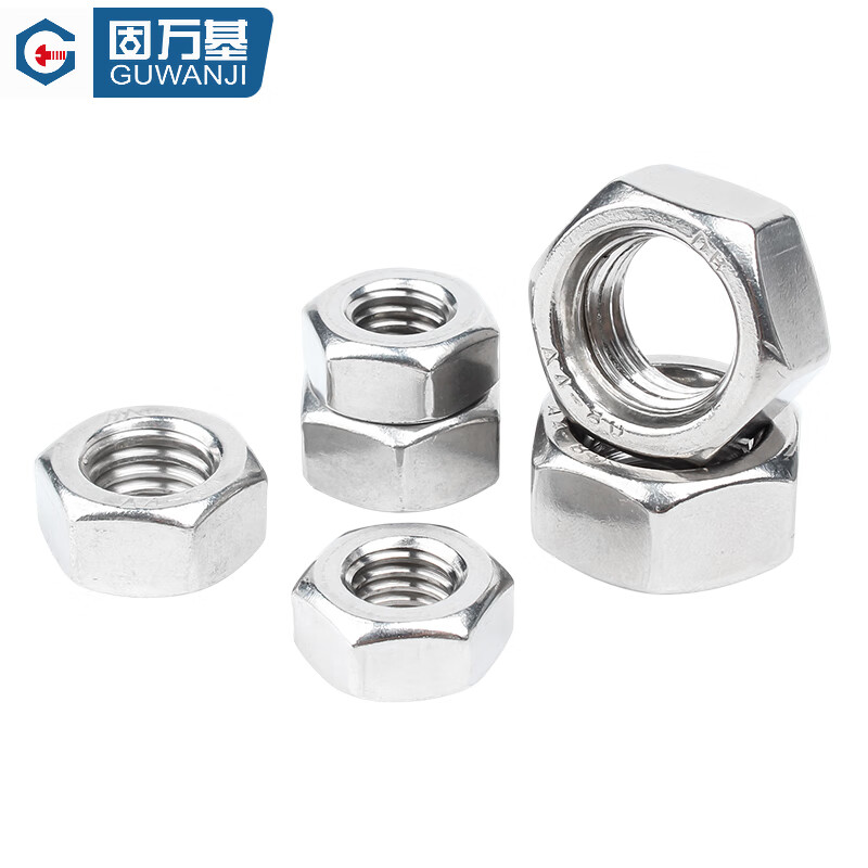 Guwanji authentic 316L stainless steel nut 304 hexagonal nut 201 screw cap coarse tooth fine tooth screw nut national standard 316 thin section M4 50 pieces
