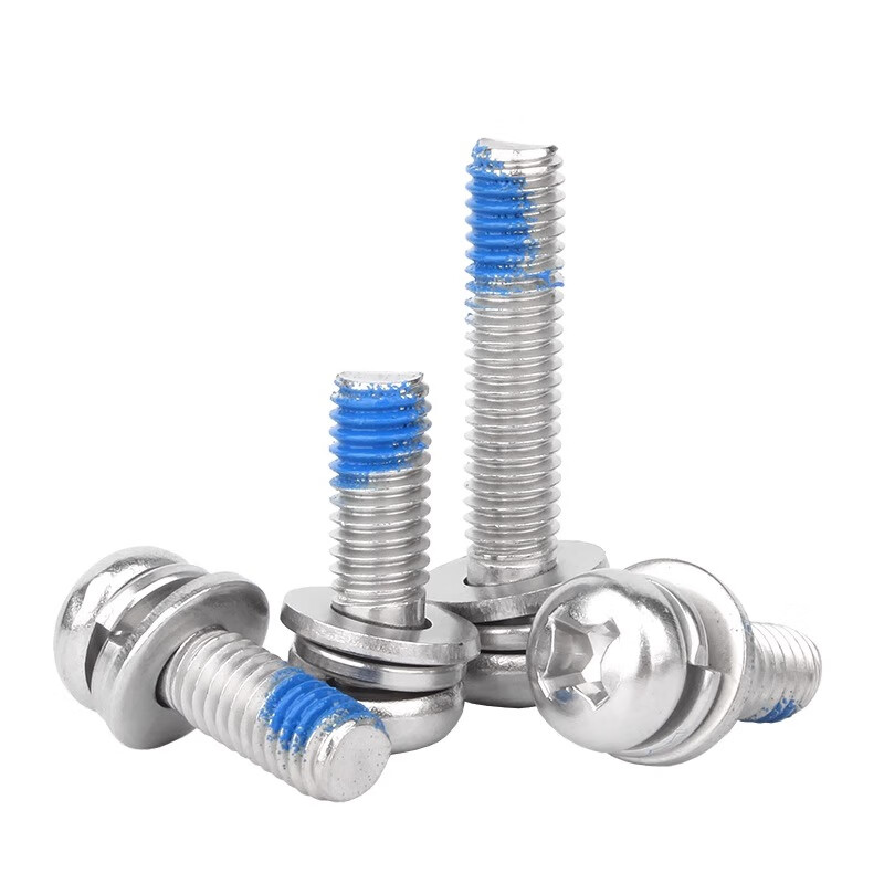 Creaby304 stainless steel cross round head dispensing three combination screws glue-coated anti-falling thread shock-proof screws M2x4x4 50 pieces