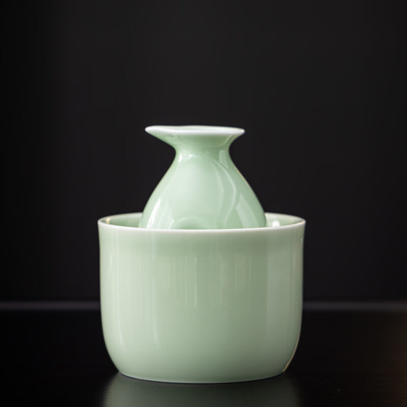 Yuansu FATEHOUSE Longquan Celadon Ceramic Wine Set Warm Wine Candle Wine Divider White Wine Cup Rice Wine Sake Hot Wine Set Logo Longquan Celadon Warm Wine Cup + Sauce