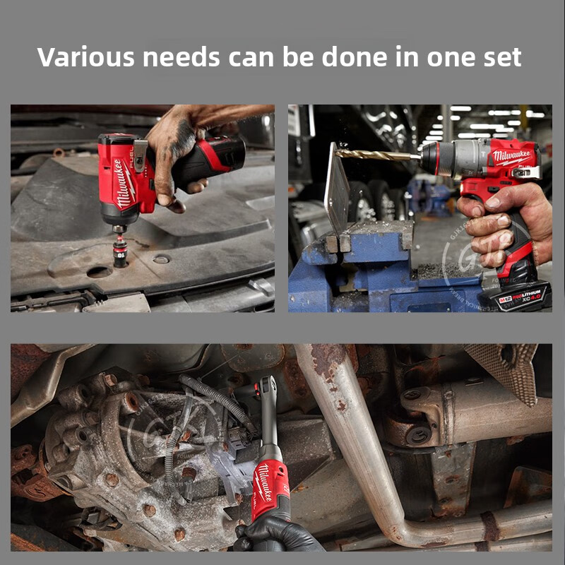 Mervoqi 12V auto repair and maintenance three-piece set lithium impact screwdriver manual electric drill ratchet wrench auto repair brushless hollow ratchet four-piece set four-electric single charge