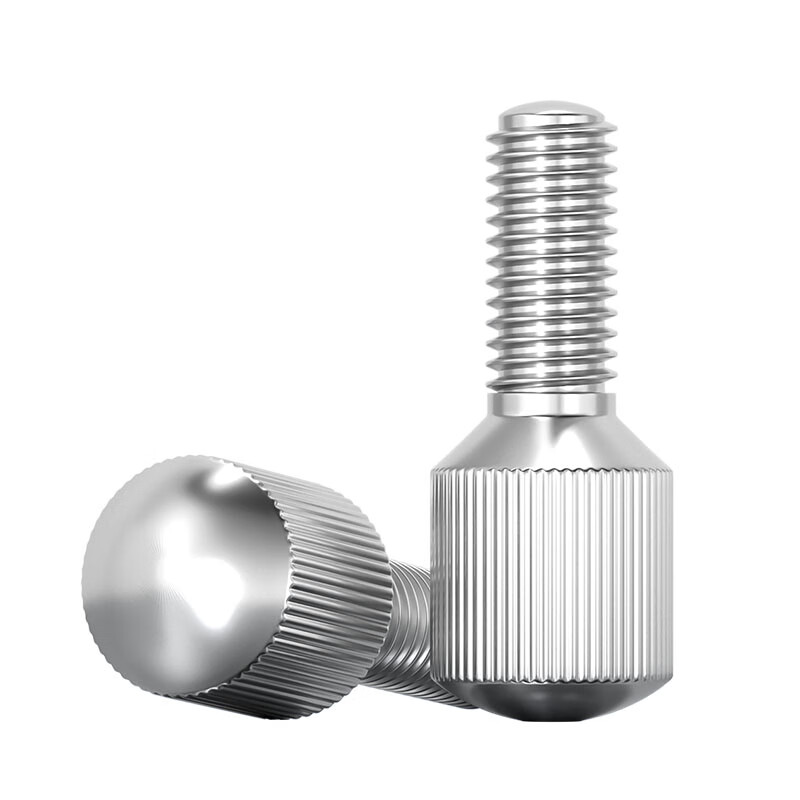 Fengji 304 stainless steel small head knurled hand screw GB836 single head vertical grain adjustment round screw M3M4M5M6M8 M6*8-2 pcs