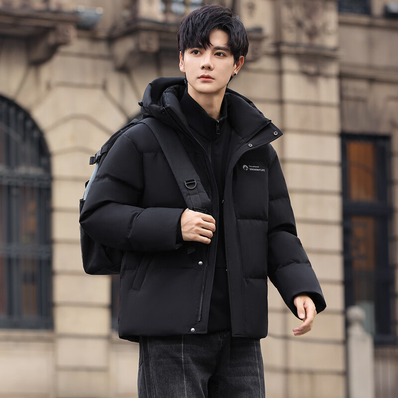 Flying in the Snow Goose Down Series Down Jacket Men's Short Hooded Winter New Fashion Gradient Coldproof Warm Jacket for Men