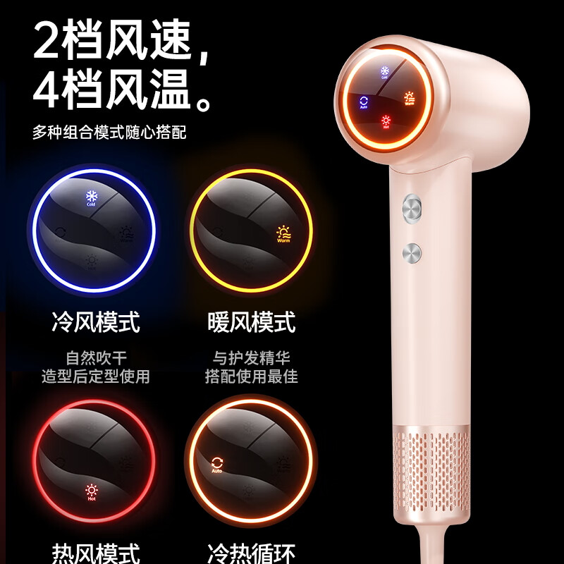 CARVNRLY household high-speed hair dryer plasma hair care HM01 high-power hair dryer does not damage hair, strong wind, noise reduction, quick-drying, constant temperature, portable low-radiation hair dryer, Glacier Silver Standard Edition