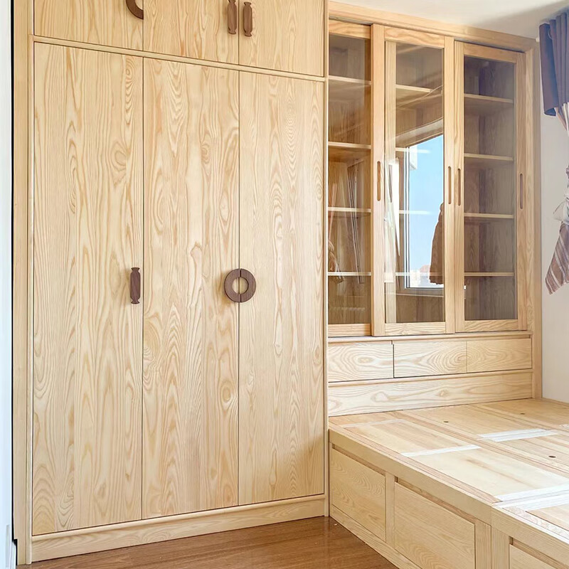 Shenyi whole house customized solid wood wardrobe ash wood large cabinet combination customized bedroom overall furniture logs make an appointment to consult customer service
