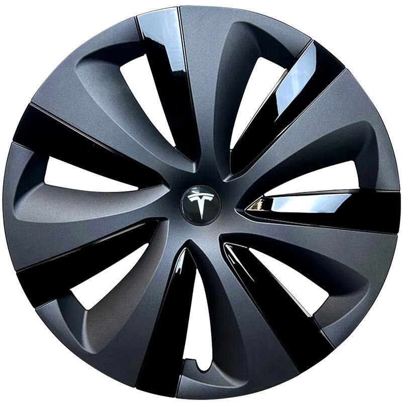 Litian suitable for Tesla modely wheel hub cover with full edge 19-inch wheel hub protective cover P version modified decoration Y 19-inch flat straight edge matte black