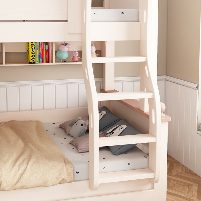 Richuba cherry wood upper and lower layers thickened solid wood bed double bed children's bed bunk bed adult bunk bed full solid wood bed ladder type + drawer + bookshelf + free 5cm mattress * 2 upper bunk width 120cm * bottom bunk width 150cm