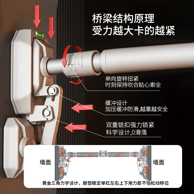 Schneider horizontal bar indoor pull-up device household horizontal bar pull-up rack floor fitness equipment tripod board upgraded anti-slip 96-135cm