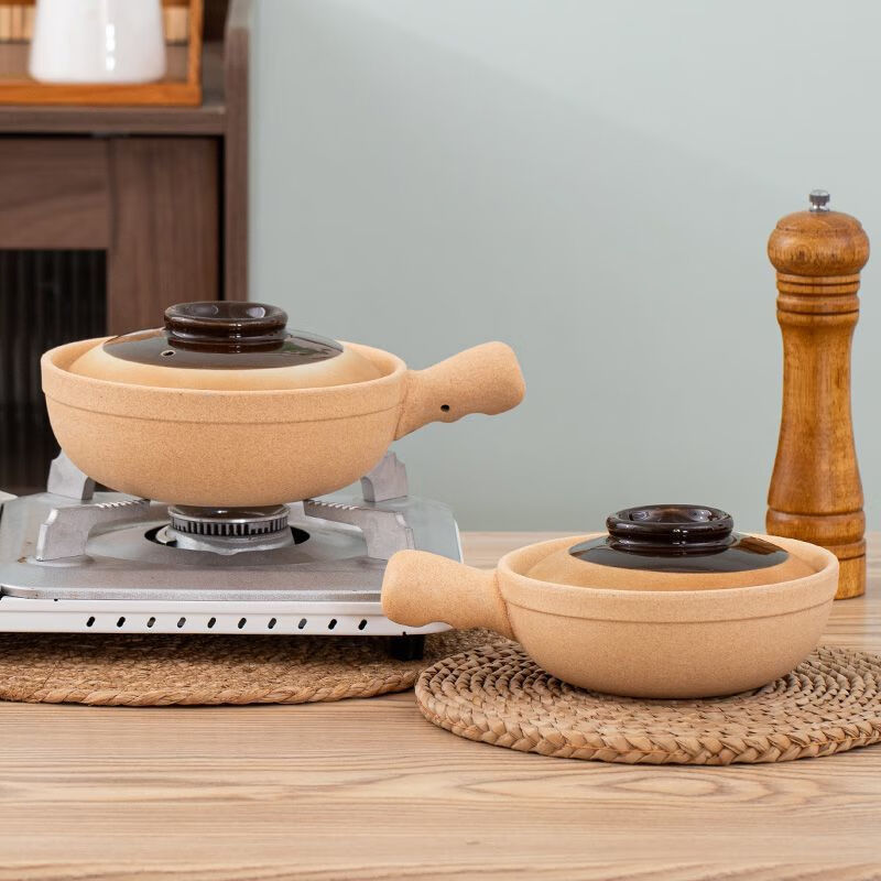Hanbao casserole single handle unglazed old-fashioned clay pot rice casserole for one person traditional household clay pot with handle medium size factory price direct sales 1.6L