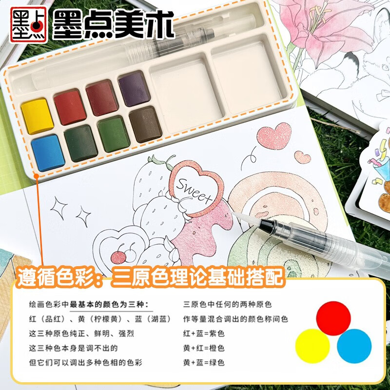 Free shipping, ink dots, watercolor coloring books, food scrolls, children's toys, graffiti painting enlightenment, self-contained paints, portable coloring books, 0 basic adult decompression gift