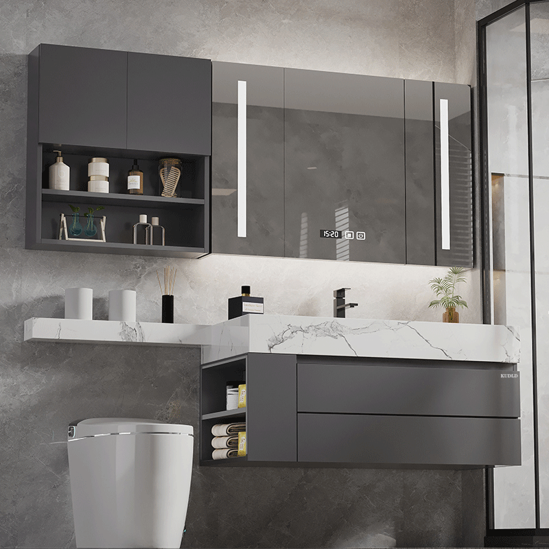 KUDLD German slate seamless ceramic integrated basin bathroom cabinet combination toilet extension smart washbasin hand wash basin right side cabinet (slate seamless basin) width 50cm 110cm (extension plate 70cm)