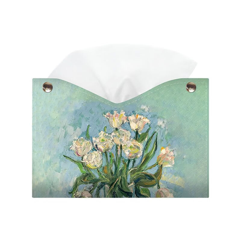 Yumi oil painting paper box, light luxury home living room paper box, retro tissue storage box, light luxury restaurant paper tissue box, white rose in oil painting bottle 1 piece