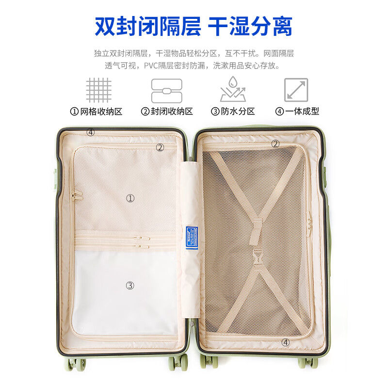 ROCKLAND's new plastic frame large-capacity password trolley suitcase for men and women boarding and interchangeable wheel travel luggage