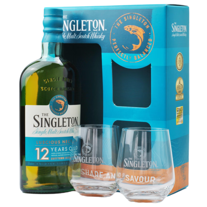 Singleton Dufftown 12 Years Old Single Malt Whiskey 700ml 40% Double Glass Set