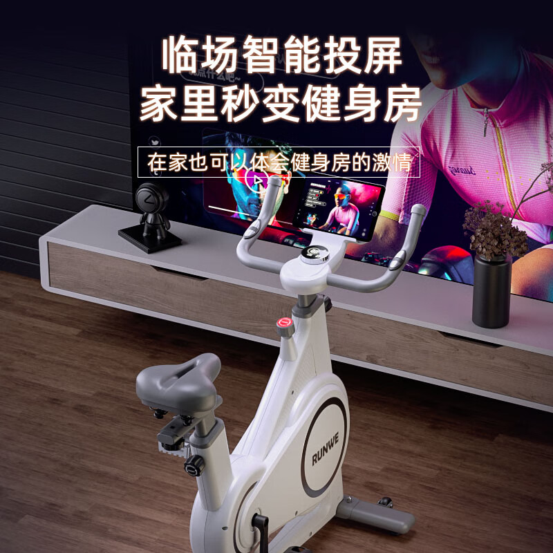 Langwei Spinning Bike Home Fitness Equipment Ultra-Quiet Indoor Sports Bike Magnetic Control Gym Use Ordinary Mechanical Model-Manual Magnetic Control (Elegant White)