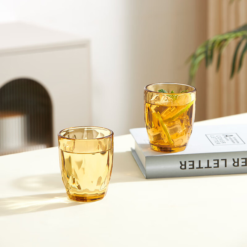 Corning glass amber diamond cup 4-piece set high borosilicate high temperature resistant water cup milk juice cup coffee cup home