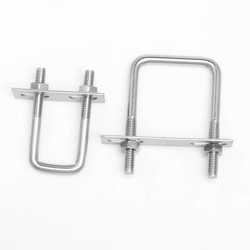 Zhizhou 304 stainless steel square card, right-angle card, U-bolt, right-angle screw, U-shaped square card, square pipe clamp, pipe clamp, M6*20*50 2 pcs (including baffle nut)