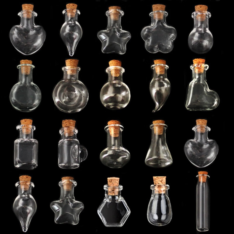 Creative glass wishing bottle ocean bottle lucky star bottle drift bottle rainbow bottle transparent student gift 25*21mm transparent star vial + cork 10 pcs