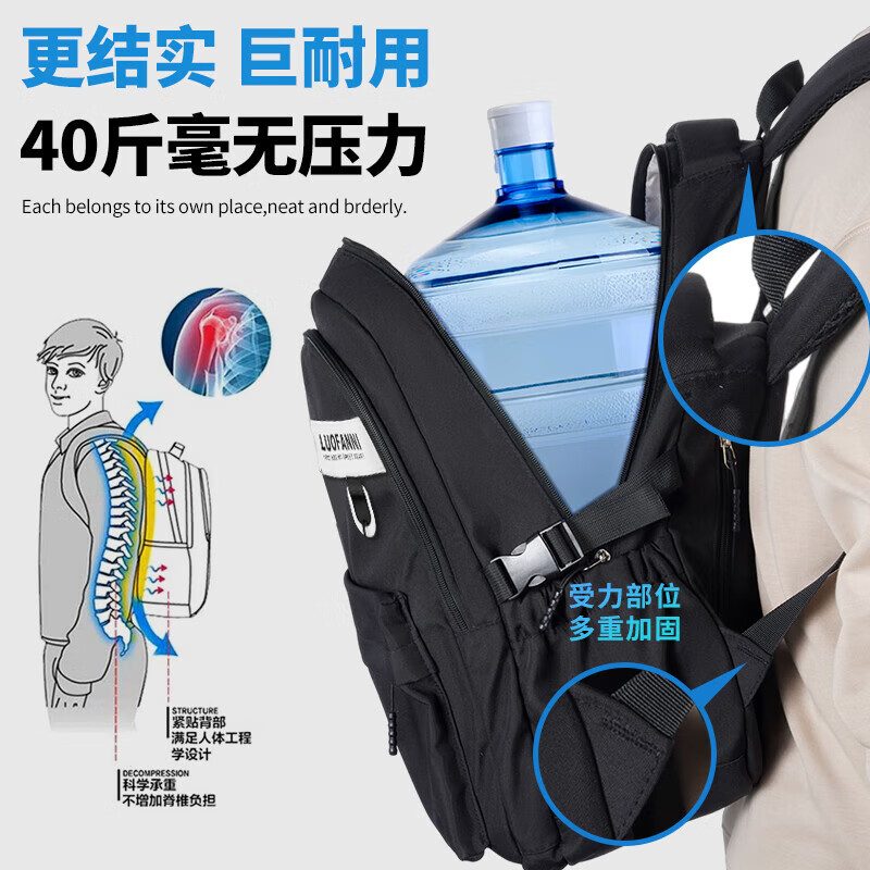 Pull back school bag men's new versatile large-capacity student backpack women's lightweight simple junior high school student high school student backpack male