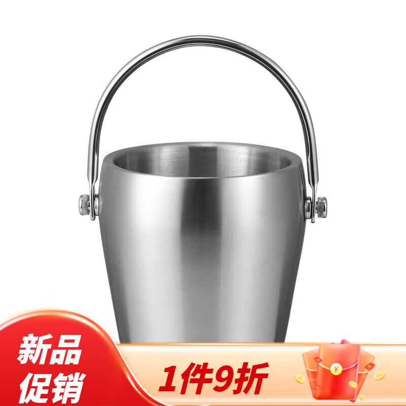 Qian Dong stainless steel ice bucket golden champagne bucket bar KTV European hammered wine barrel red wine foreign wine frame ice bucket commercial extra thick hammered ice bucket 1L gold
