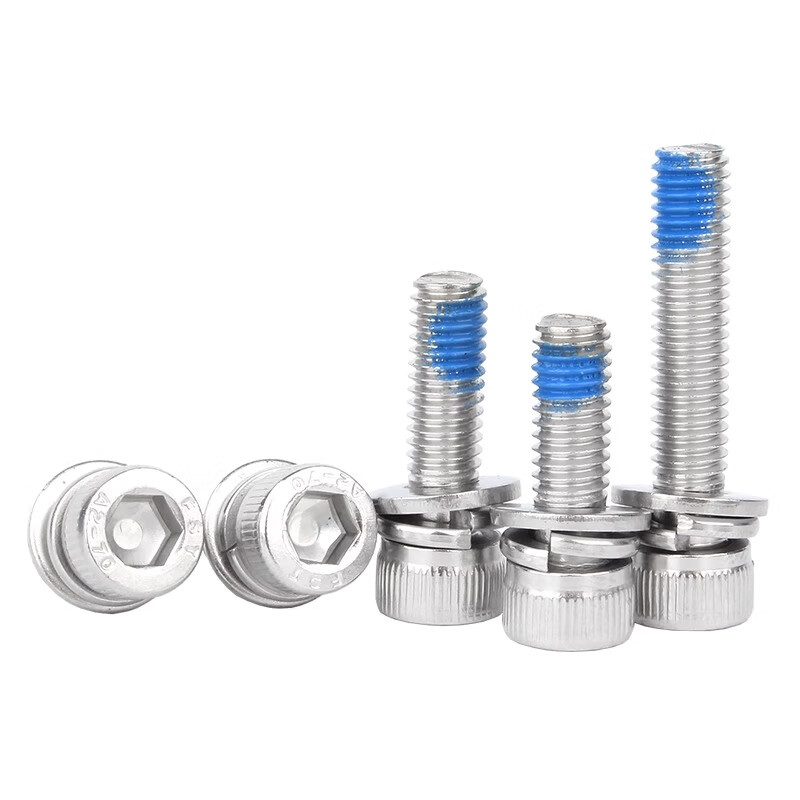 Creaby304 stainless steel cup head inner hexagon three combination dispensing anti-loosening screw cylindrical head glue screw M5x12x10 20 pieces